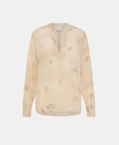 Blusa Alisha In Crepe De Chine - Beige Multicolor