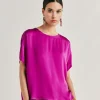 Blusa Alonso In Seta Unita - Ciclamino