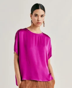 Blusa Alonso In Seta Unita - Ciclamino