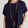 Blusa Alonso In Seta Unita - Blu Notte