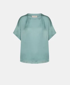 Blusa Alonso In Seta Unita - Ceruleo