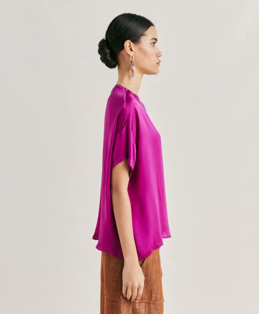 Blusa Alonso In Seta Unita - Ciclamino