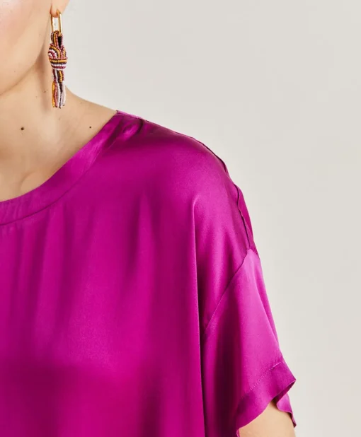 Blusa Alonso In Seta Unita - Ciclamino