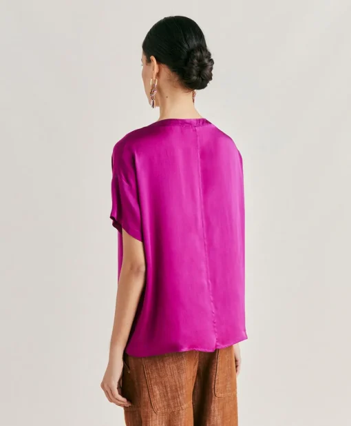 Blusa Alonso In Seta Unita - Ciclamino