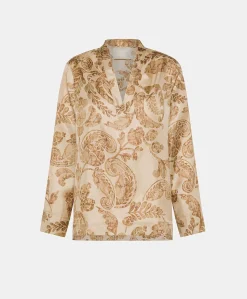 Blusa Ambroise In Twill Di Seta - Cipria Multicolor