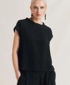 Blusa Curacao In Acetato Seta - Nero