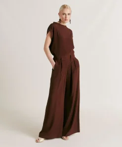 Blusa Curacao In Acetato Seta - Cioccolato