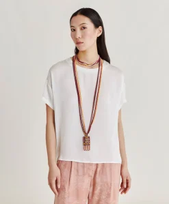 Blusa Curacao In Acetato Seta - Panna