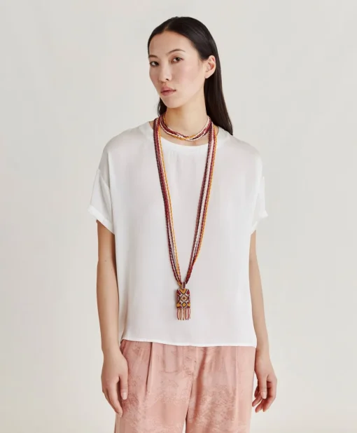 Blusa Curacao In Acetato Seta - Panna