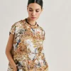 Blusa Curacao In Crepe De Chine - Panna / Multicolor