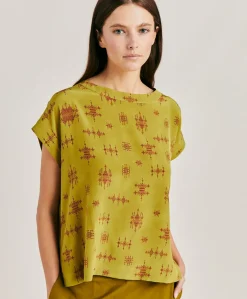 Blusa Curacao In Crepe De Chine - Lime/Vino