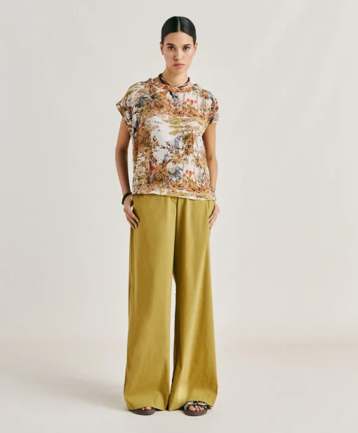 Blusa Curacao In Crepe De Chine - Panna / Multicolor