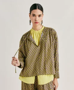 Blusa Gipsofilia In Voile Di Cotone Stampato - Olio