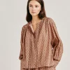 Blusa Gipsofilia In Voile Di Cotone Stampato - Corallo