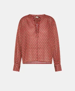 Blusa Gipsofilia In Voile Di Cotone Stampato - Rosso