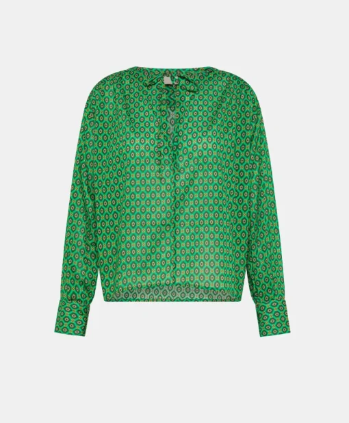 Blusa Gipsofilia In Voile Di Cotone Stampato - Smeraldo