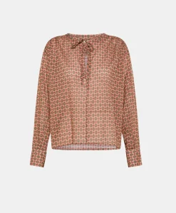 Blusa Gipsofilia In Voile Di Cotone Stampato - Corallo