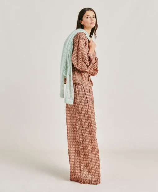 Blusa Gipsofilia In Voile Di Cotone Stampato - Corallo