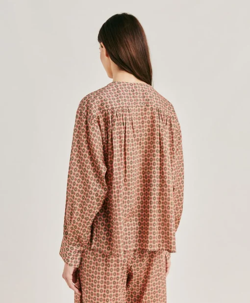Blusa Gipsofilia In Voile Di Cotone Stampato - Corallo