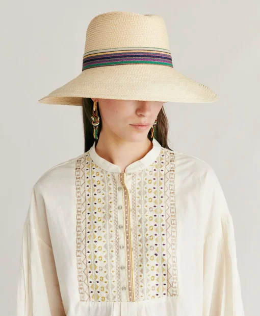 Blusa Raphael Con Voile Di Cotone Ricamato - Panna