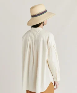 Blusa Raphael Con Voile Di Cotone Ricamato - Panna