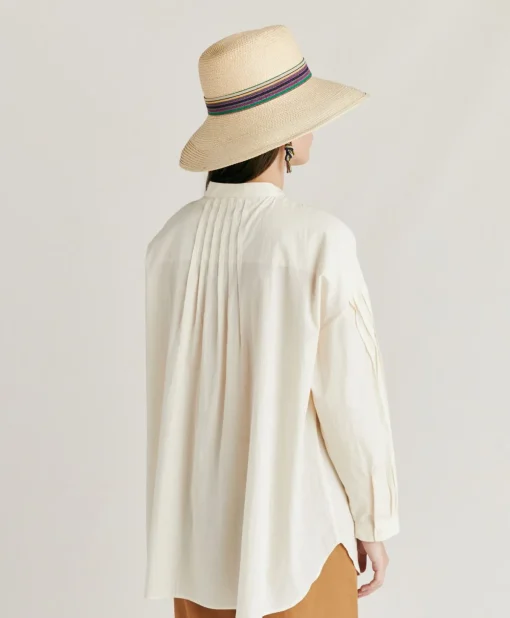 Blusa Raphael Con Voile Di Cotone Ricamato - Panna