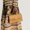 Borsa A Tracolla Sophie In Pelle Lame' E Raffia - Caramello