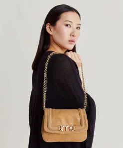Borsa Mimi Flore In Pelle Lame' - Caramello