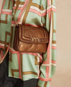 Borsa Mimi Flore In Pelle Laminata - Bronzo