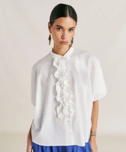 Camica Berenice Con Voile Di Cotone - Panna