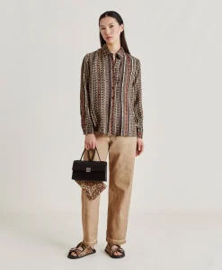 Camicia Arles In Twill Di Seta - Nero Multicolor