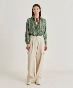 Camicia Arles In Twill Di Seta - Verde/Multicolor