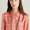 Camicia Arles In Twill Di Seta - Beige/ Corallo