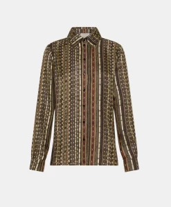 Camicia Arles In Twill Di Seta - Nero Multicolor