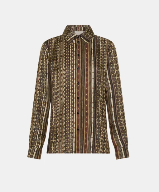 Camicia Arles In Twill Di Seta - Nero Multicolor