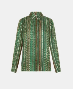 Camicia Arles In Twill Di Seta - Verde/Multicolor