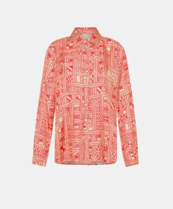 Camicia Arles In Twill Di Seta - Beige/ Corallo