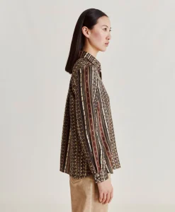 Camicia Arles In Twill Di Seta - Nero Multicolor