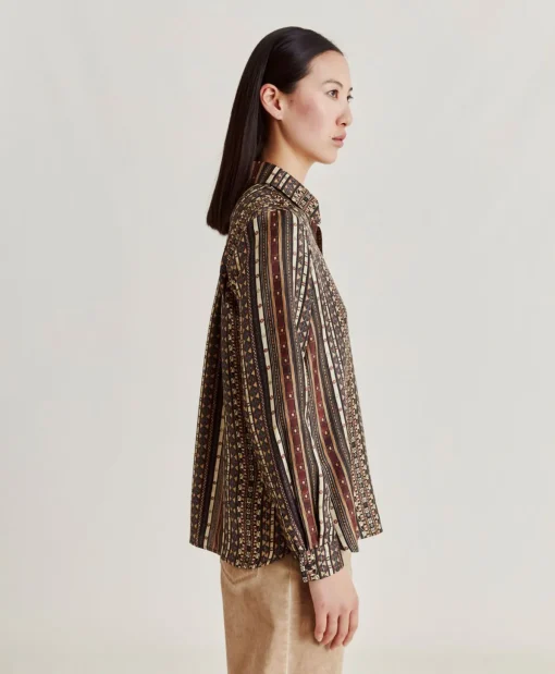 Camicia Arles In Twill Di Seta - Nero Multicolor