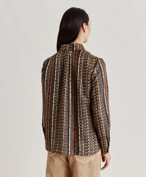 Camicia Arles In Twill Di Seta - Nero Multicolor