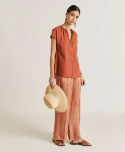 Camicia Artora Con Voile Di Cotone - Coccio