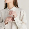 Camicia Aura A Righe In Seta Viscosa - Panna/ Caramello