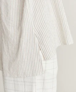 Camicia Aura A Righe In Seta Viscosa - Panna/ Caramello