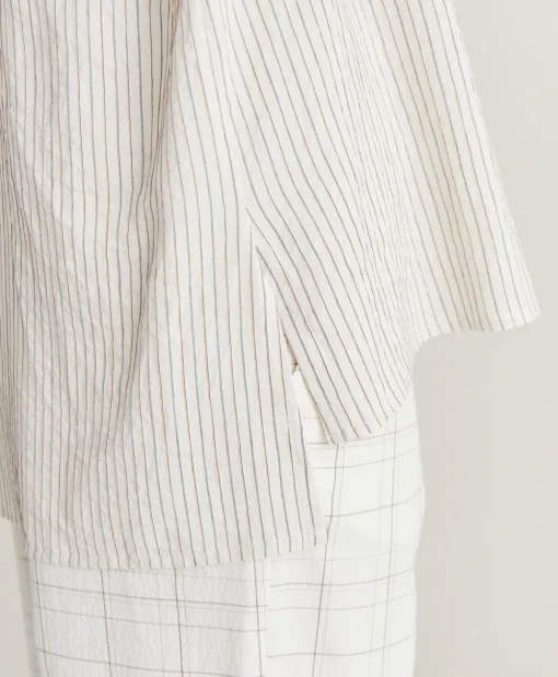 Camicia Aura A Righe In Seta Viscosa - Panna/ Caramello