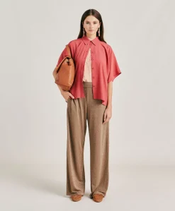 Camicia Brooklyn In Acetato Seta - Amaranto
