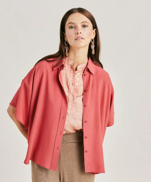 Camicia Brooklyn In Acetato Seta - Amaranto