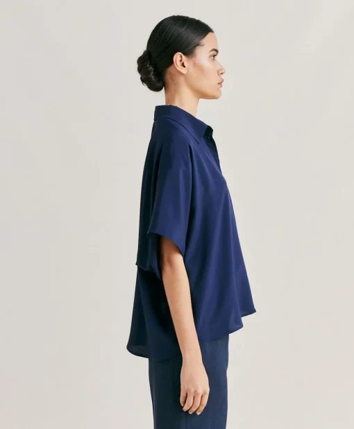Camicia Brooklyn In Acetato Seta - Blu Notte