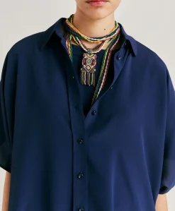 Camicia Brooklyn In Acetato Seta - Blu Notte