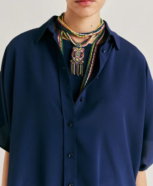 Camicia Brooklyn In Acetato Seta - Blu Notte