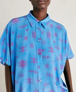 Camicia Brooklyn In Crepe De Chine - Bluette/Fucsia